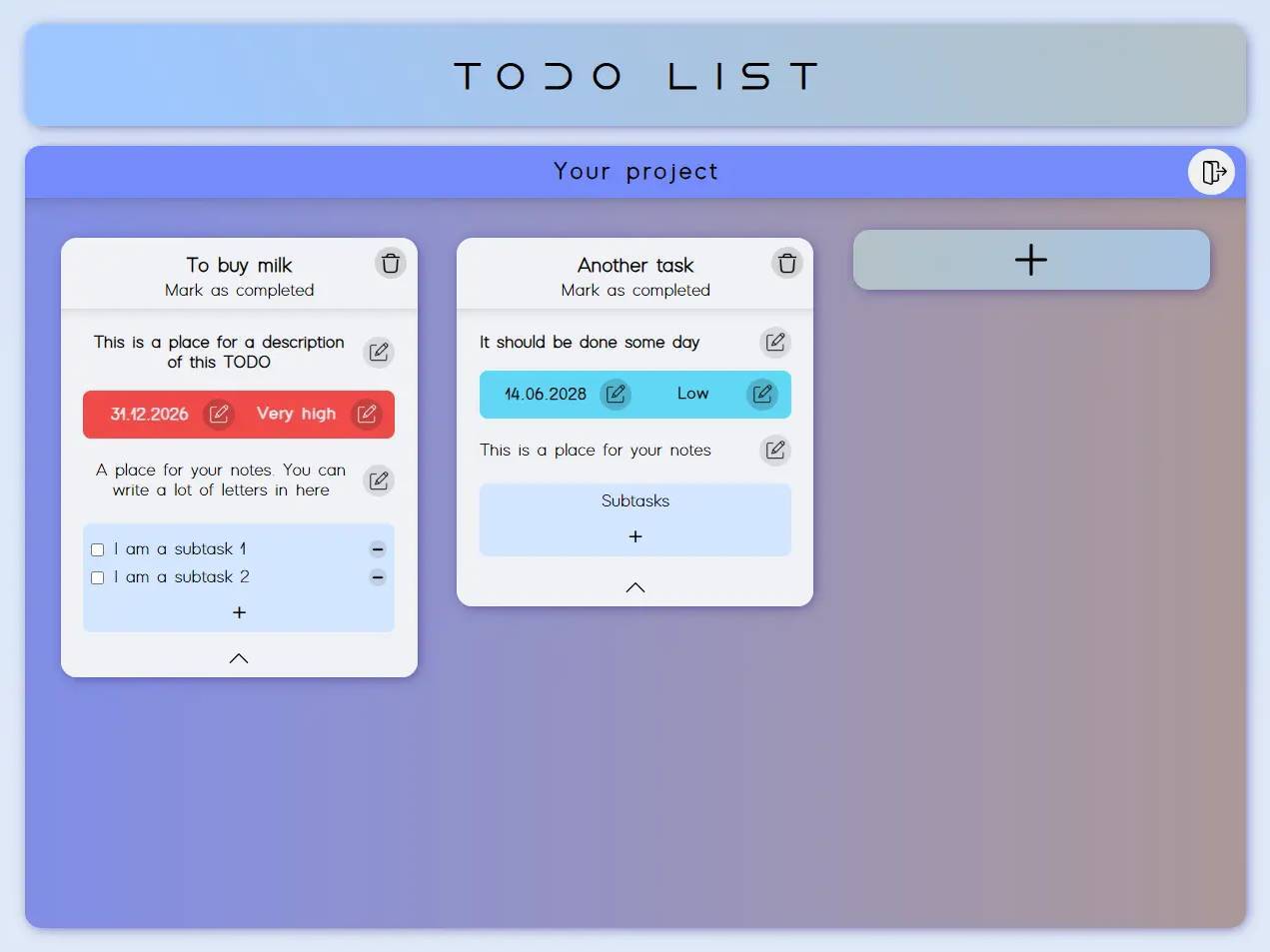 todo list app project's screenshot